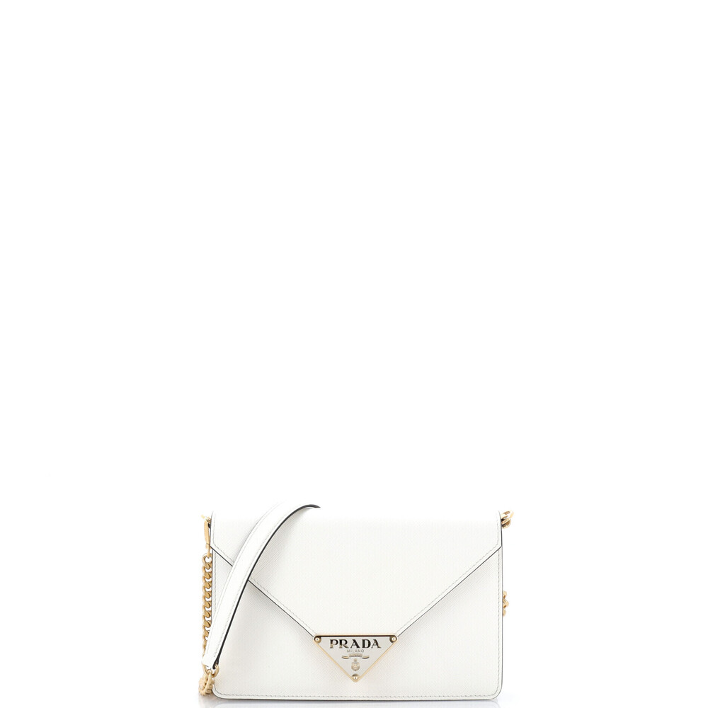 Prada Triangle Logo Plaque Envelope Chain Shoulder Bag